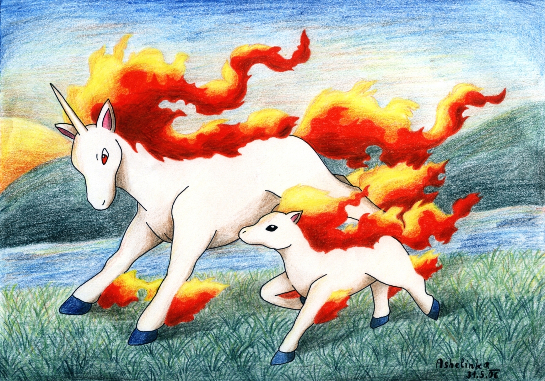 Ashelinka: Rapidash &amp; Ponyta