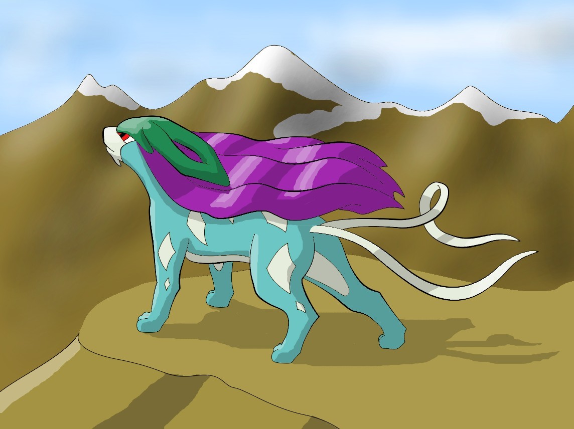 b.dragon: Suicune hledící na slunce